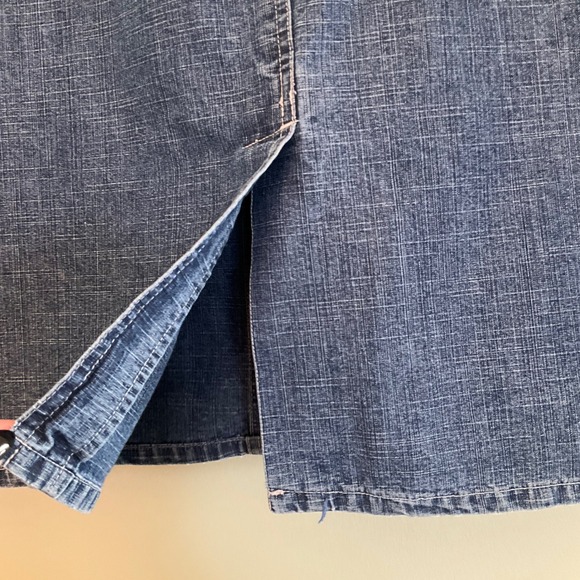 Marsh Landing Blue Denim Pencil Skirt Crosshatch Medium Wash Sz 10 Cowgirl Chic - Picture 4 of 11